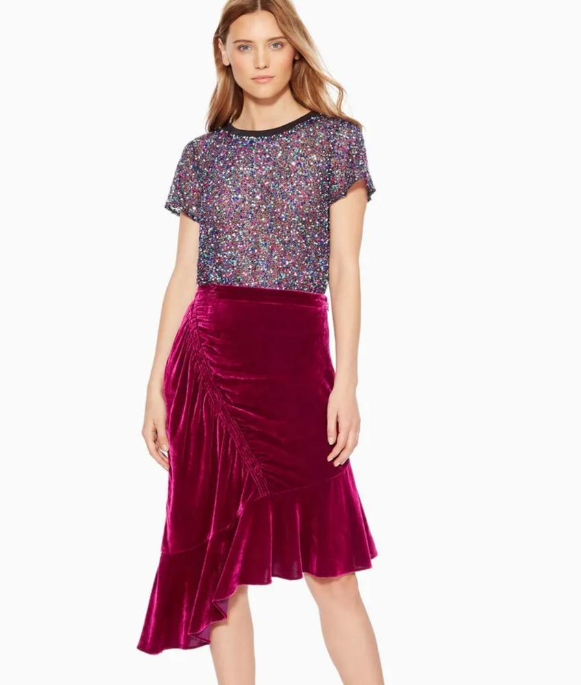 Parker Asymmetric Velvet Skirt